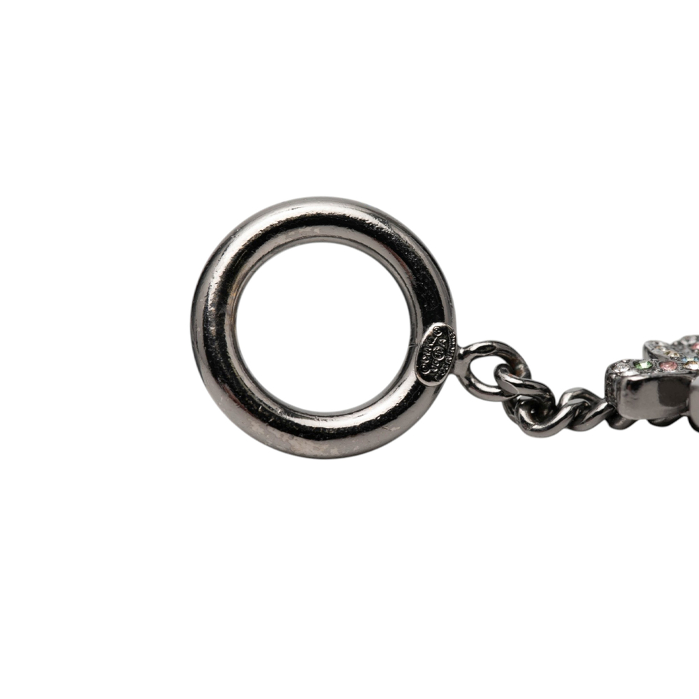 Pre-Loved Chanel Silver Plated Crystal CC No. 5 Bow Charm Bracelet - Picture 6 of 8